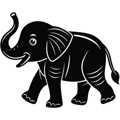 Black Elephant Silhouette - Wildlife Icon