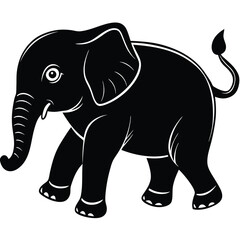 Black Elephant Silhouette - Wildlife Icon