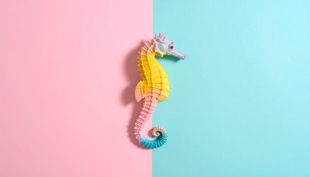 Minimalist rainbow Colourful sea horse Texture Background, light blue, pastel green background