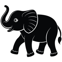 Black Elephant Silhouette - Wildlife Icon