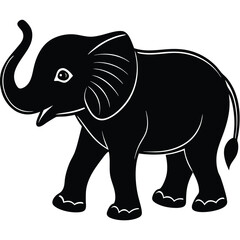 Black Elephant Silhouette - Wildlife Icon