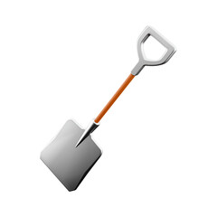 A metal shovel with a wooden handle, commonly used for digging or moving materials.