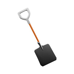 A shovel with a wooden handle and a metal blade, used for digging and moving soil or other materials.