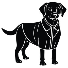 Black Labrador in Coat - Stylized Dog Illustration