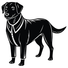 Black Labrador in Coat - Stylized Dog Illustration
