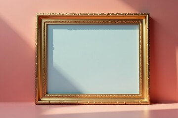 Gold square border mockup, clean studio setting, mock up, isolated, shiny