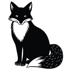Black and White Fox - Stylized Animal Illustration