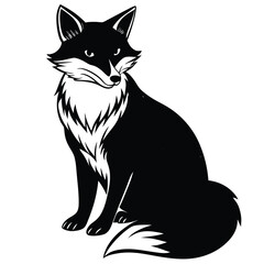 Black and White Fox - Stylized Animal Illustration