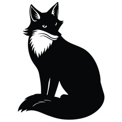 Black and White Fox - Stylized Animal Illustration