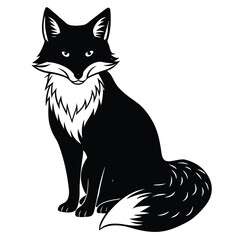 Black and White Fox - Stylized Animal Illustration