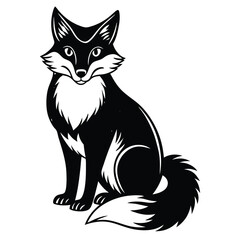 Obraz premium Black and White Fox - Stylized Animal Illustration