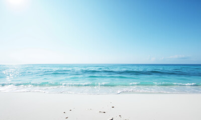 Fototapeta premium The Concept of Purity, a Minimalist Scene of a Clean White Beach Meeting a Blue Sea