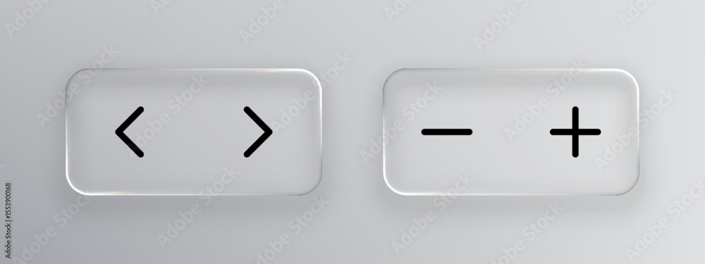 Poster Liquid glass interface with navigation and zoom buttons. Modern user interface element for web design and app development with clear icons.