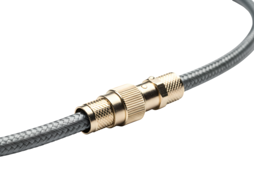 Closeup of a PrecisionEngineered Cable Connector isolated on transparent background