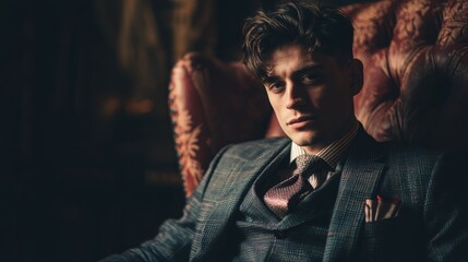 Obraz premium Timeless Vintage Style of a Gentleman in a Classic Suit