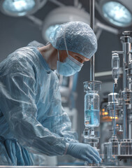 Precision Biopharmaceutical Production Dedicated Scientist Overseeing Advanced Sterile Manufacturing in a State of the Art Laboratory