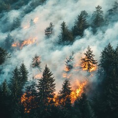 Forest fires wildfire destruction smoke air pollution natural disaster habitat loss climate change emergency environmental impact fire prevention awareness landscape