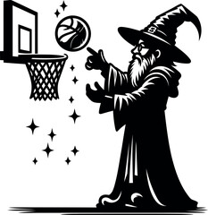 Powerful wizard levitates basketball into hoop