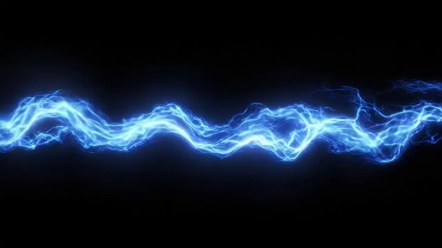 Glowing Electric Blue Energy Current on Dark Background 4K Technology Effect