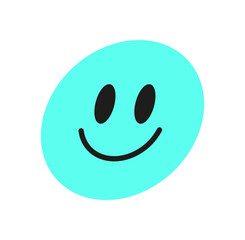 Y2K smile emoji shape. Playful happy face icon. Retro abstract shape, modern graphic element, trendy design for decoration or fun projects.