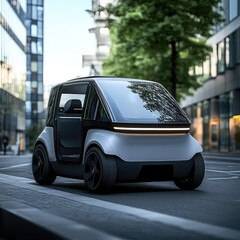 Electric rental vehicle service with app-based booking, solar-powered depots, battery swapping, emissions-free rides, and integration into sustainable smart city systems