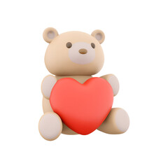 A cute cartoon bear holding a red heart, symbolizing love and affection.