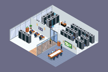 Isometric of a Data Center Technology Vector Illustration