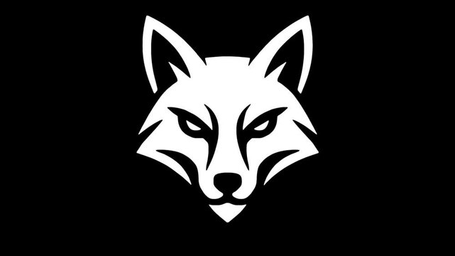 White fox grinning and roaring animation on black background