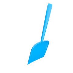 A blue gardening trowel designed for planting and digging in soil.