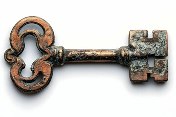 Obraz premium Antique key on white background (6)