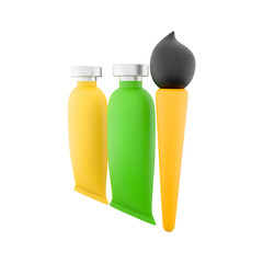 A collection of paint tubes and a brush, representing artistic tools for creativity and expression.