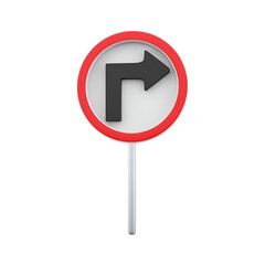 A traffic sign indicating a right turn.