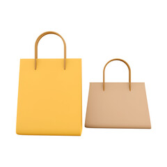 A pair of stylish handbags in yellow and beige, showcasing modern design and functionality for daily use.