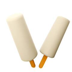 Two ice cream popsicles with wooden sticks, ready to be enjoyed as a refreshing treat.