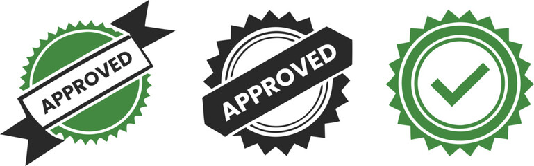 Approved Stamps in Green and Black Circular Badge Style