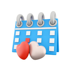 A colorful calendar with heart shapes, symbolizing love and special dates.