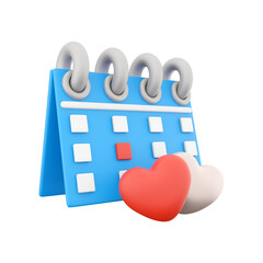 A calendar with a blue design featuring hearts, symbolizing love or special occasions.