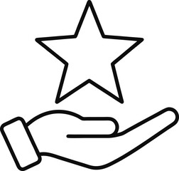 Outline icon of a star holding by a hand 