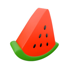 A stylized slice of watermelon, vibrant in color with a green base, likely designed as a decorative item or toy.