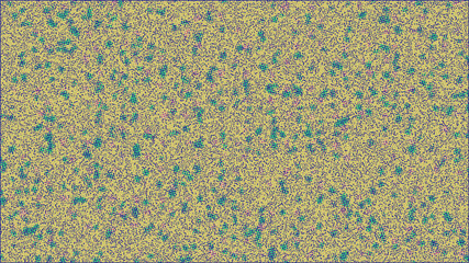 Abstract organic pattern with scattered dots and flowing lines in yellow and blue