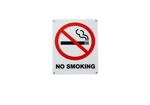 Closeup View of a No Smoking Sign isolated on transparent baackground