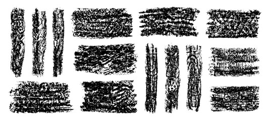 Charcoal grunge backgrounds set. Black coal pencill hatches and scribbles. Grungy abstract backdrops collection.