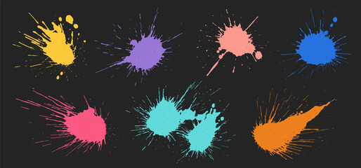 Grunge splatter. Paint splashes. Liquid stains. Highly detailed grunge textures. Paint stain. Ink spots. Splatter. Scrawl. Ink drop. Grungy backgrounds collection.