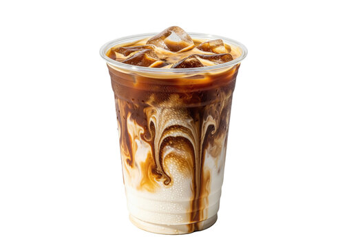 iced latte coffee with a creamy milk swirl - Powered by Adobe