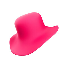 A vibrant pink hat with a wide brim, showcasing a bold and playful design.