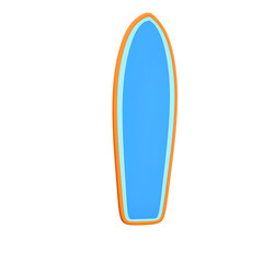 A blue surfboard with an orange outline, designed for surfing activities.