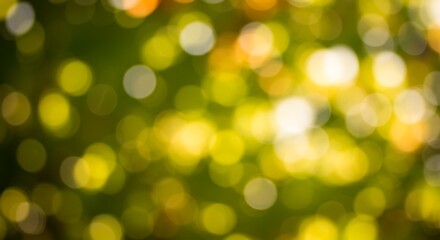 Obraz premium Abstract Green and Gold Bokeh Background: Soft, Warm, Summery Light Spots