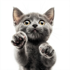 Fluffy Grey Kitten with Mischievous Expression