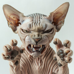 Angry Hairless Sphynx Cat Mid-Scream