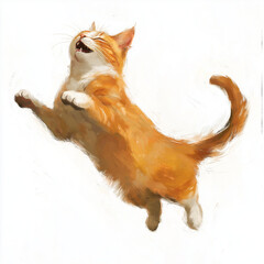 Playful Orange Tabby in Midair